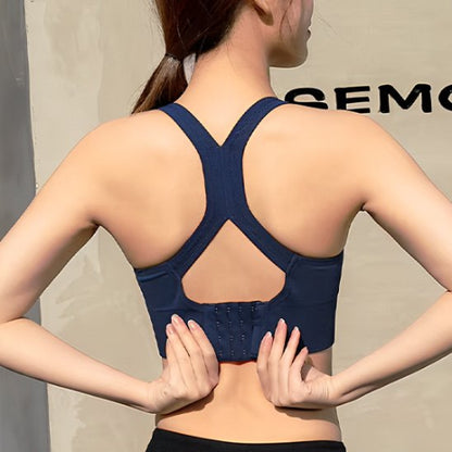 Brassières sport femme bleu foncé vue de dos yoga zenitude