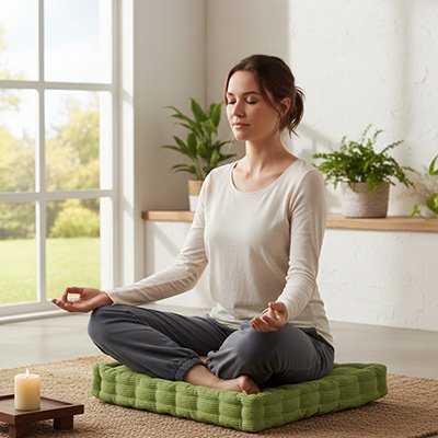 Coussin yoga vert méditation yoga zenitude