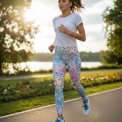 legging femme sport imprimé arc-en-ciel dehors yoga zenitude