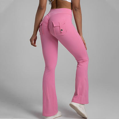 legging sport femme rose avec poches arrières avec rabats yoga zenitude