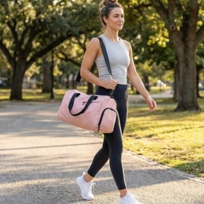 sac de sport femme qui le transporte au parc yoga zenitude
