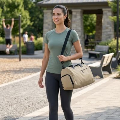 sac de sport khaki à bandoulière yoga zenitude