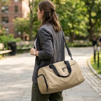 sac de sport grand et khaki à bandoulière yoga zenitude