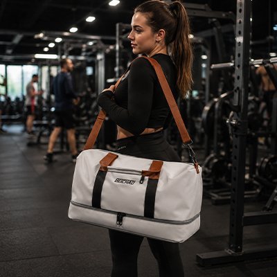 sac de sports femme gris sur épaule yoga zenitude