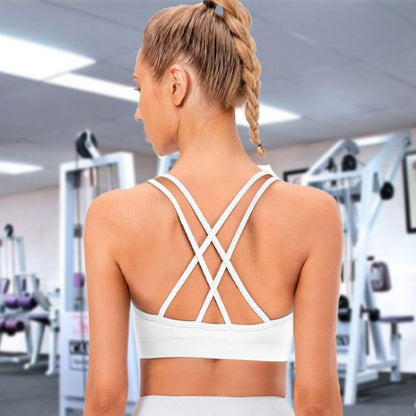 Soutien gorge sport blanc vue de dos yoga zenitude