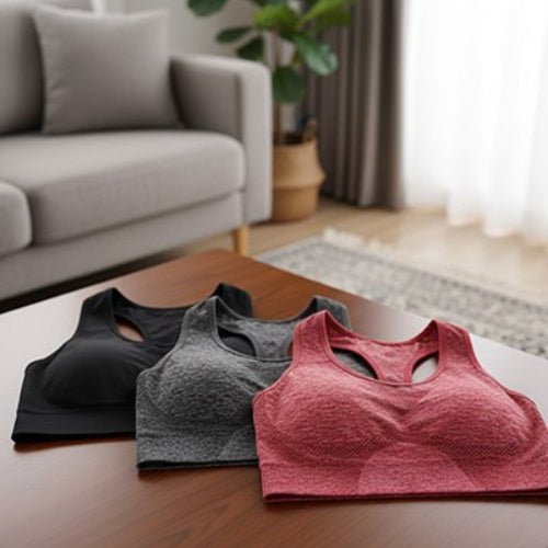 Soutien gorge sport choix de couleurs sur table yoga zenitude