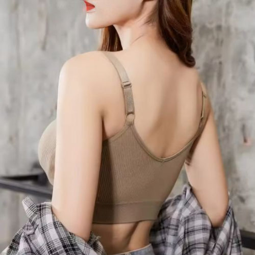 Soutien gorge sport khaki vue de côté yoga zenitude