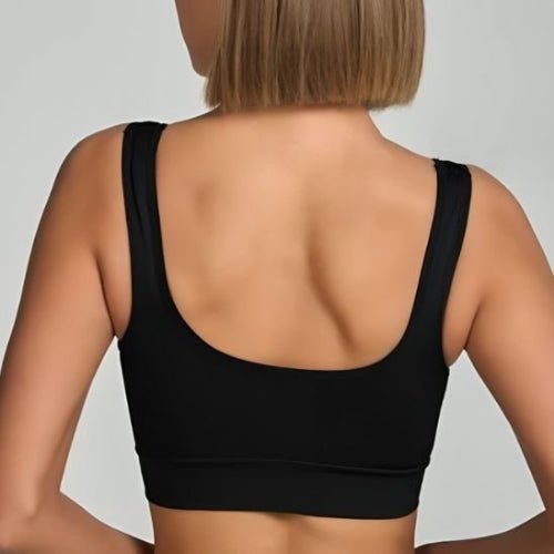 Soutien gorge sport noir vue de dos yoga zenitude