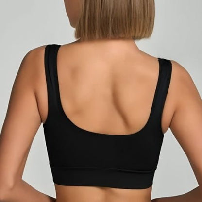 Soutien gorge sport noir vue de dos yoga zenitude