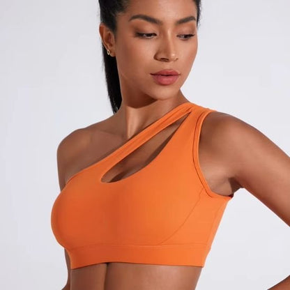 Soutien gorge sport orange une bretelle yoga zenitude