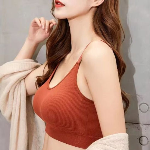 Soutien gorge sport orange vue de côté yoga zenitude