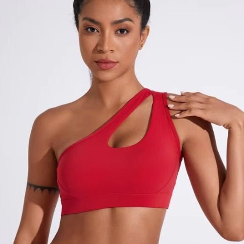 Soutien gorge sport rouge vue devant yoga zenitude