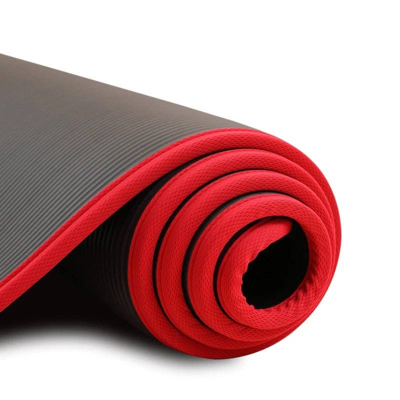 tapis de gym noir texture contour rouge yoga zenitude