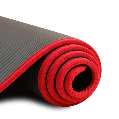 tapis de gym noir texture contour rouge yoga zenitude