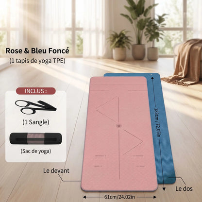 tapis de sport antiderapant premium rose et bleu