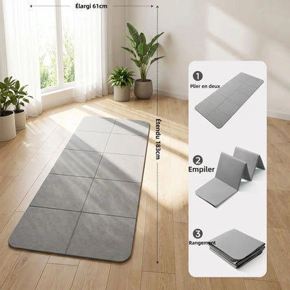 tapis de yoga pliable voyage gris yoga zenitude