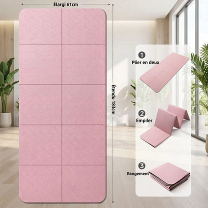 tapis de yoga pliable voyage rose mesures étapes de pliage yoga zenitude
