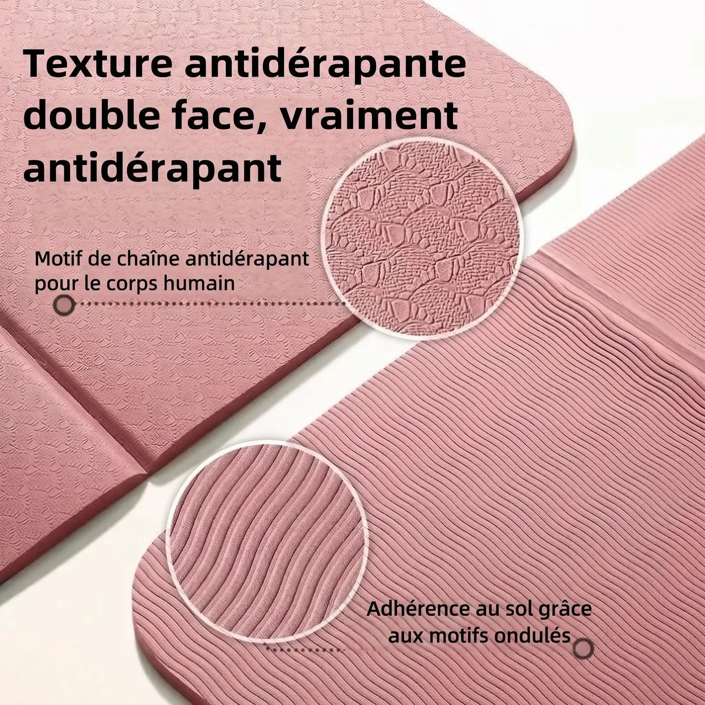 tapis de yoga pliable voyage rose texture antidérapante yoga zenitude