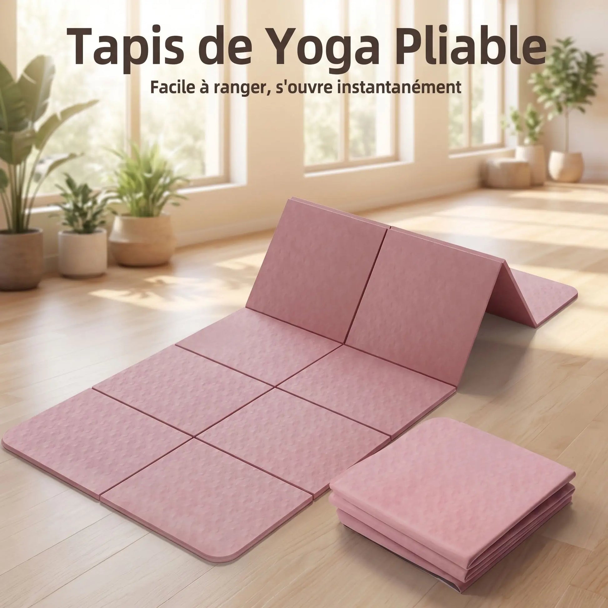 tapis de yoga pliable voyage rose yoga zenitude