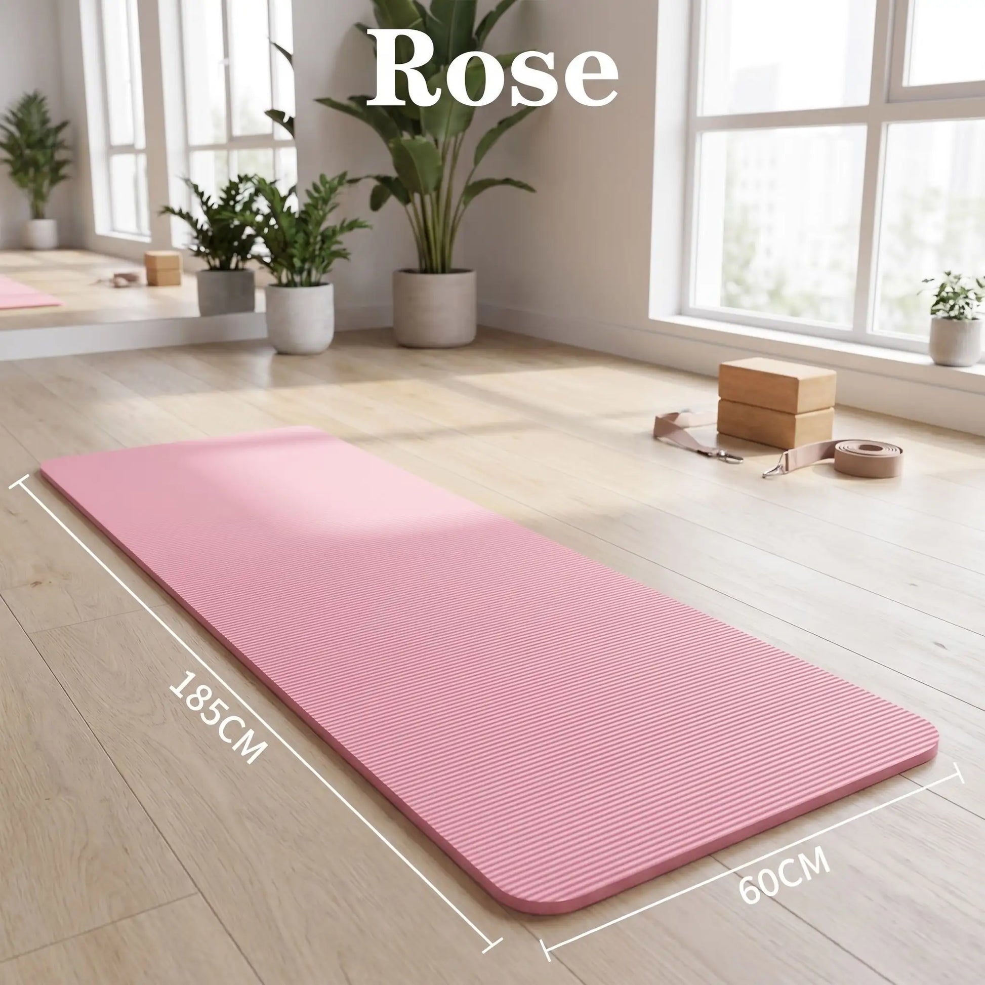 tapis pour sport épais rose avec mesures yoga zenitude