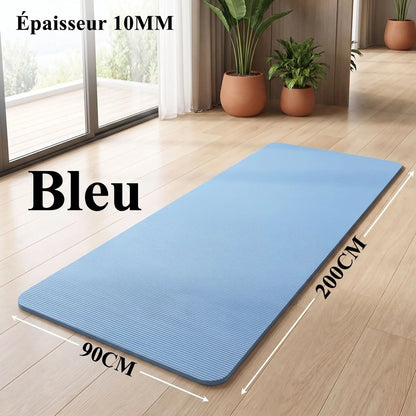 tapis sport bleu avec mesures yoga zenitude