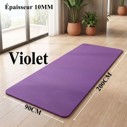 tapis sport violet avec mesures yoga zenitude