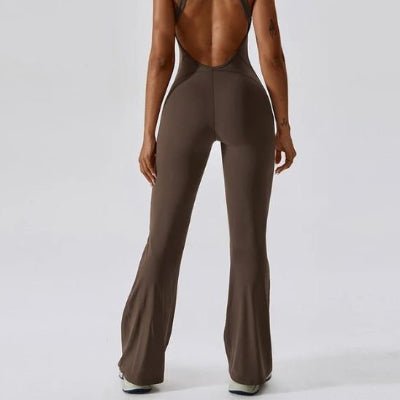 Tenue yoga marron vue de dos yoga zenitude