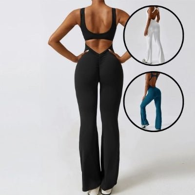 Tenue yoga noire de dos et vue en petit format tenues blanche et bleue yoga zenitude